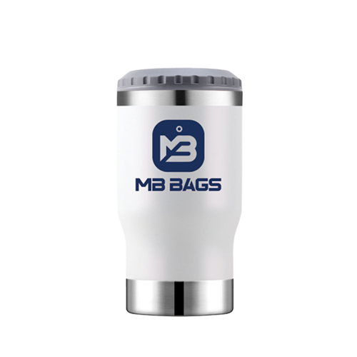 WHITE 4 in 1 Insulated HOT/COLD, Stainless Steel Bottle and Can Insulator for 12oz Standard Cans, Slim Cans and Beer Bottles, or as a 14oz Coffee Mug with Lid