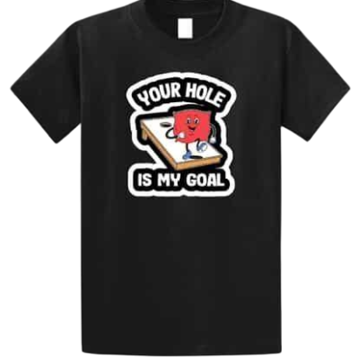 Black Color Printed Cornhole Goal T-Shirt